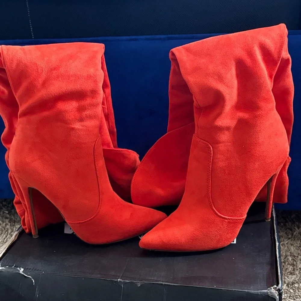 Orange Suede Boots - Picture 2 of 4